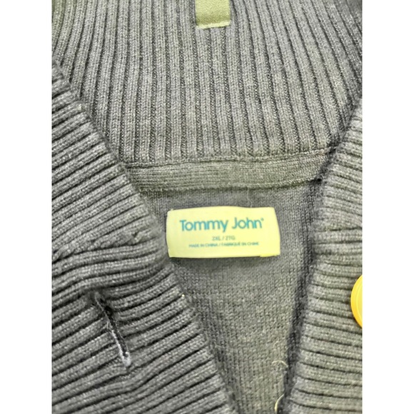 Tommy John Mens Navy Blue Textured Knit Shawl Collar Button Neck Sweater 2XL 2TG - Picture 7 of 11